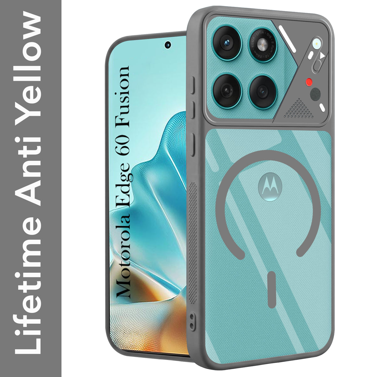 For Motorola Moto Edge 60 Fusion Back Cover Case Lifetime Anti-Yellow Clear (Camera Protection | Side Grip | Wireless MagSafe Compatible)