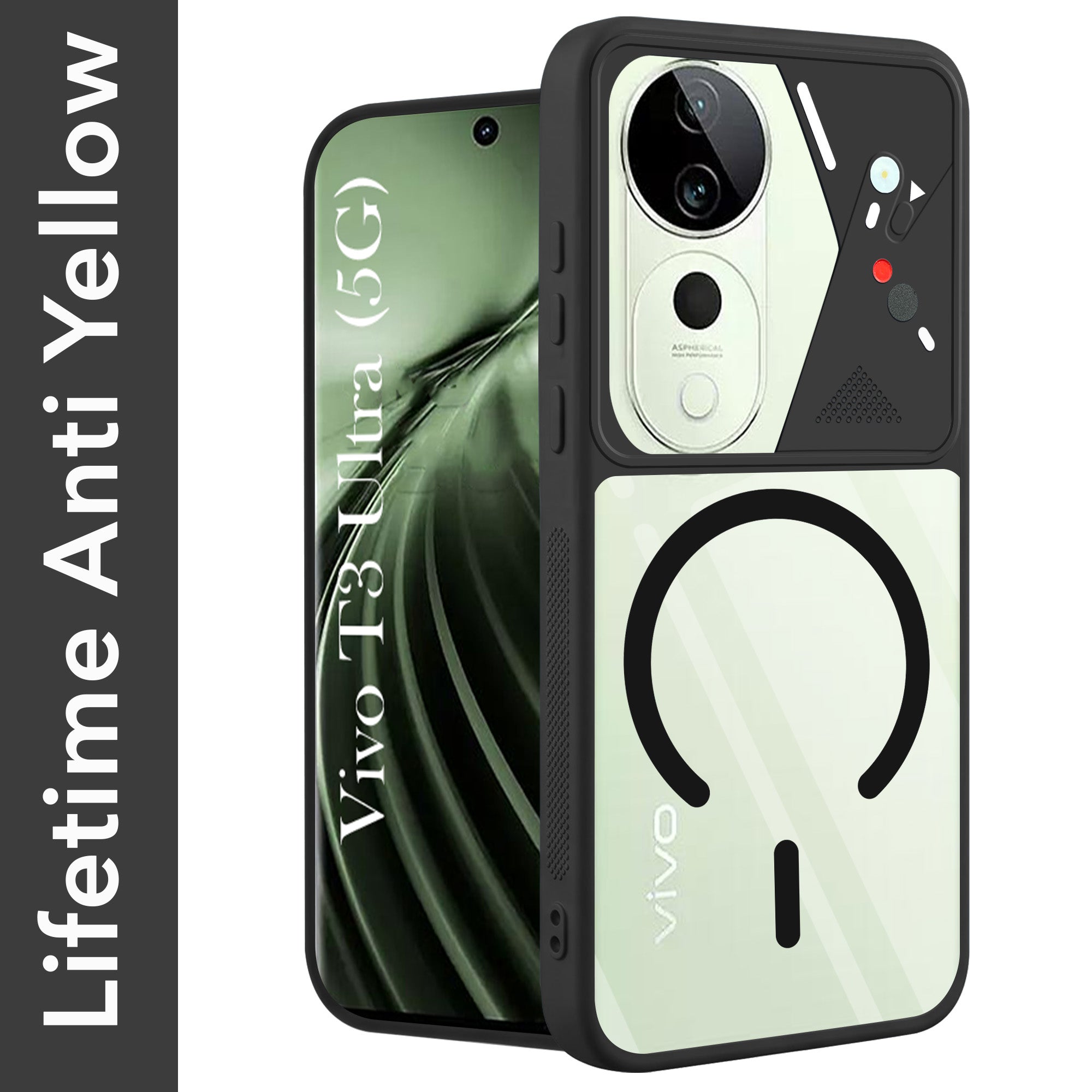 For Vivo T3 Ultra Back Cover Case Lifetime Anti-Yellow Clear (Camera Protection | Side Grip | Wireless MagSafe Compatible)