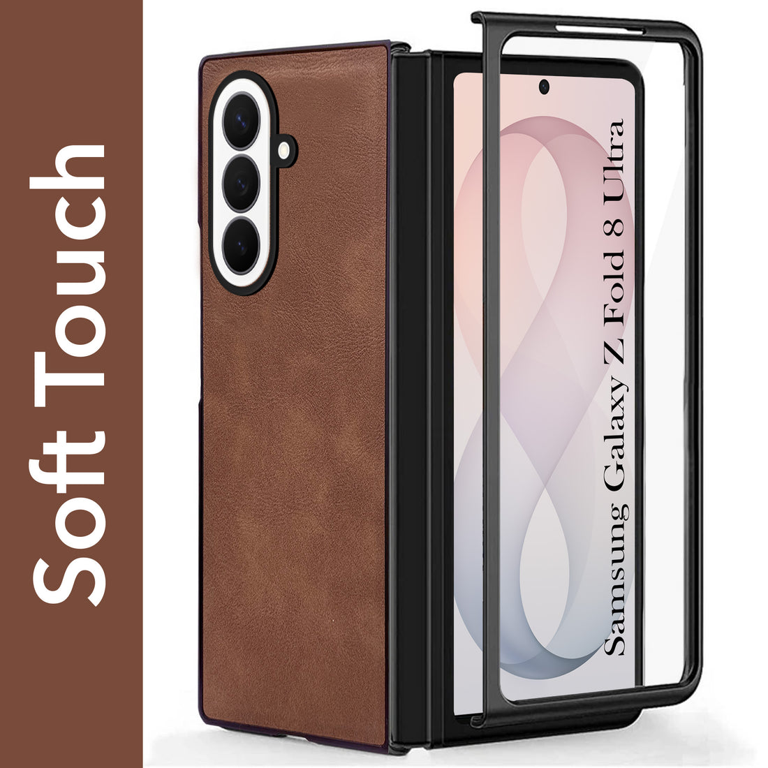 For Samsung Galaxy Z Fold 8 Ultra Back Case Cover Premium Genuine Leather (Integrated Front Screen Protector | Inside Microfiber Cloth)