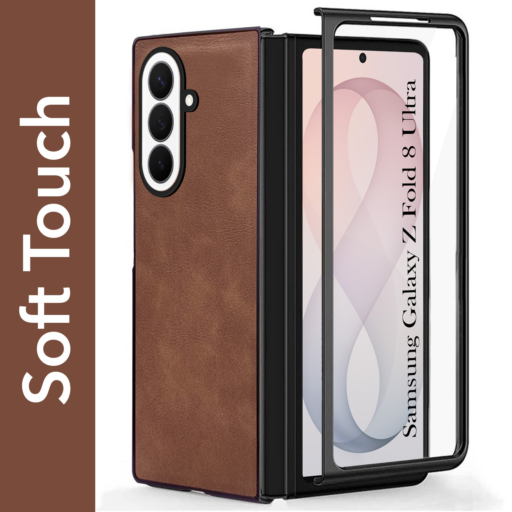 For Samsung Galaxy Z Fold 8 Ultra Back Case Cover Premium Genuine Leather (Integrated Front Screen Protector | Inside Microfiber Cloth)