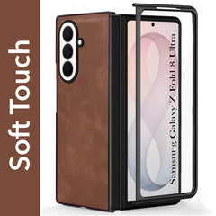 For Samsung Galaxy Z Fold 8 Ultra Back Case Cover Premium Genuine Leather (Integrated Front Screen Protector | Inside Microfiber Cloth)