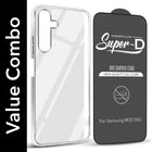 For Samsung Galaxy M35 5G Combo with Back Cover and 9H Tempered Glass (Lifetime Anti-Yellow | Sleek Hard Crystal | Oleophobic Coating Screen Glass)
