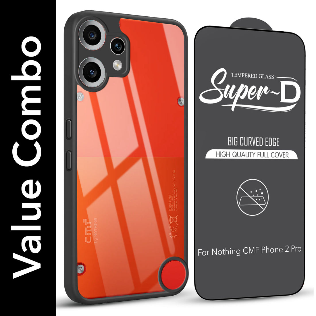 For Nothing CMF Phone 2 Pro Combo with Back Cover and 9H Tempered Glass (Lifetime Anti-Yellow | Crystal Clear Shockproof | Oleophobic Coating Screen Glass)