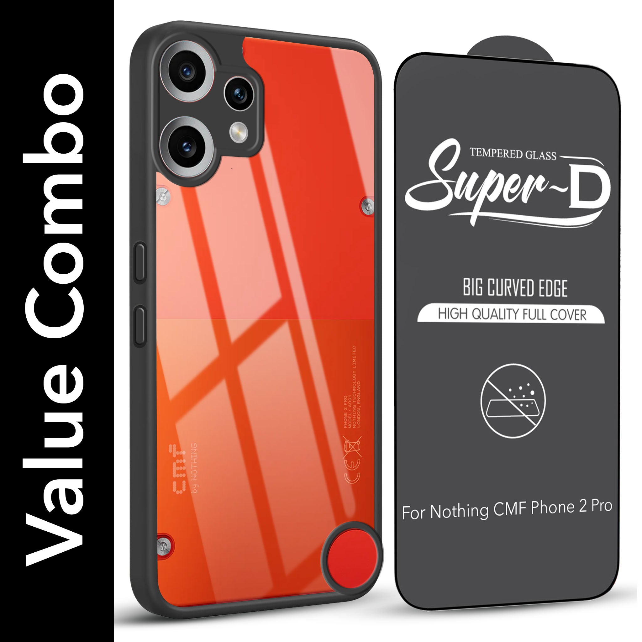 For Nothing CMF Phone 2 Pro Combo with Back Cover and 9H Tempered Glass (Lifetime Anti-Yellow | Crystal Clear Shockproof | Oleophobic Coating Screen Glass)