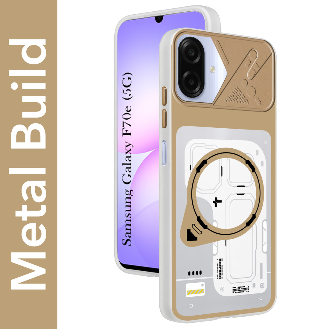 For Samsung Galaxy A07 5G | F70e 5G Metallic Back Cover Case (Metallic Camera Protection & Buttons | Translucent Milky Shade | Hard Polycarbonate)