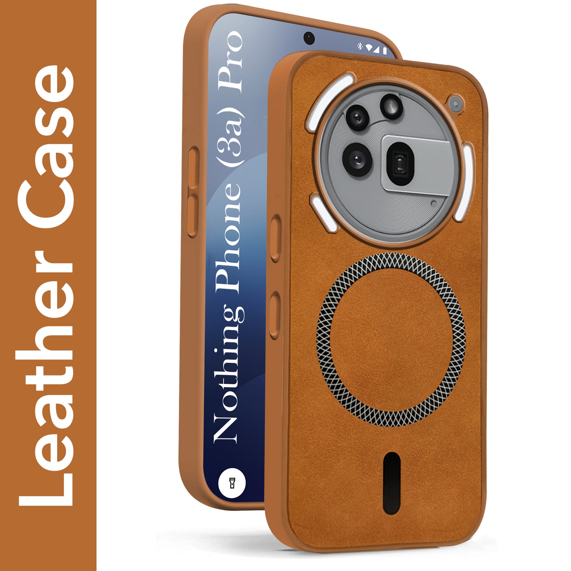 For Nothing Phone 3A Pro 5G Back Cover Case Leather Finish (MagSafe Compatible Wireless Charging | Soft Touch | Camera Bump Protection)