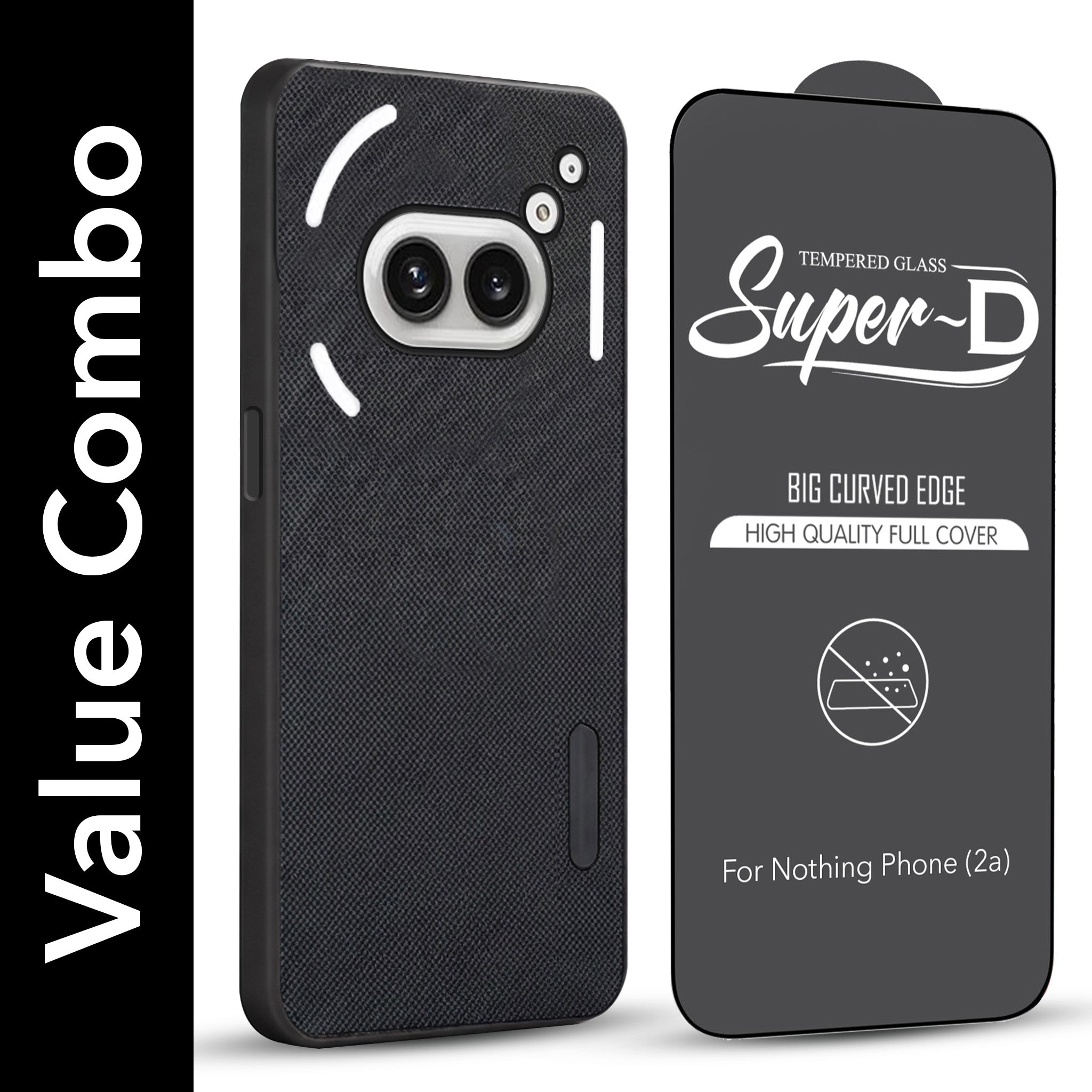 For Nothing Phone 2A 5G Combo (Textured Grip Design | Micro-Fiber Cloth Inside | Oleophobic Coating Screen Glass)