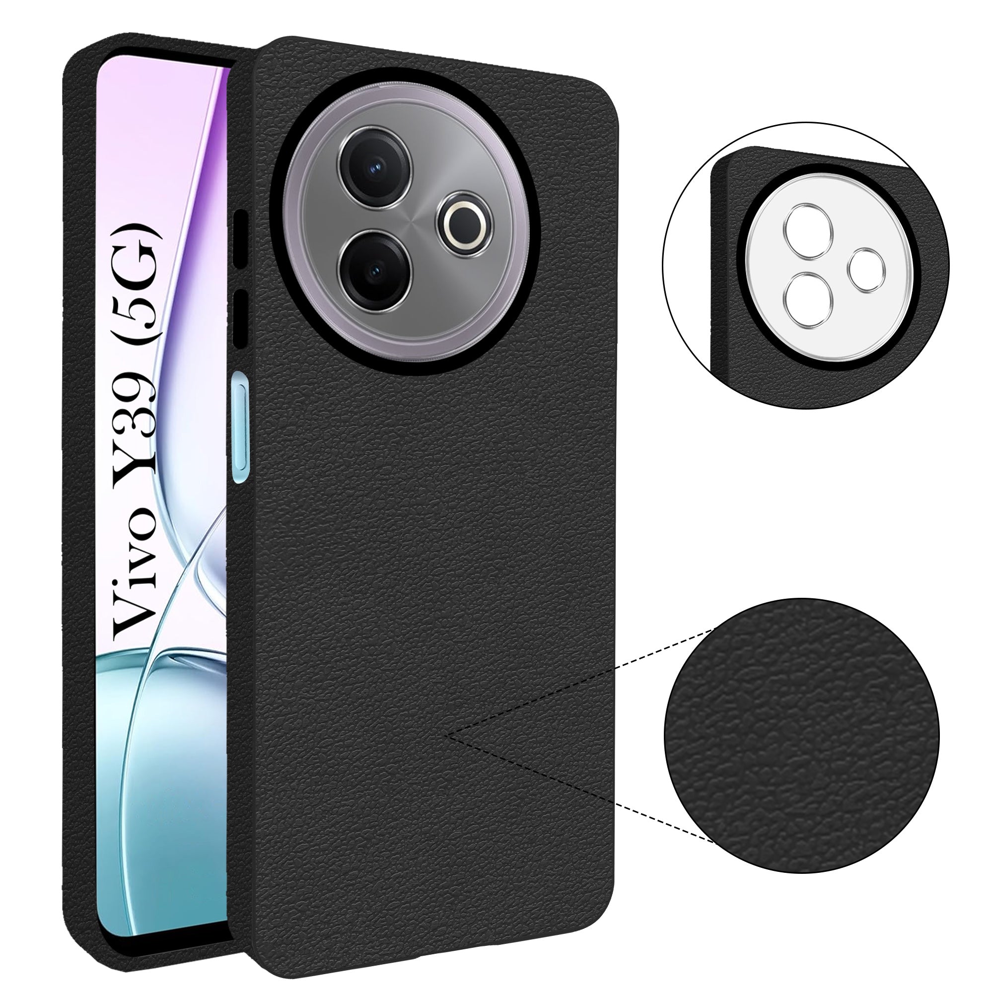 For Vivo Y39 Back Cover Case (Glass Like Camera Protection | Leather Feel | Minimalist Professional Grip)