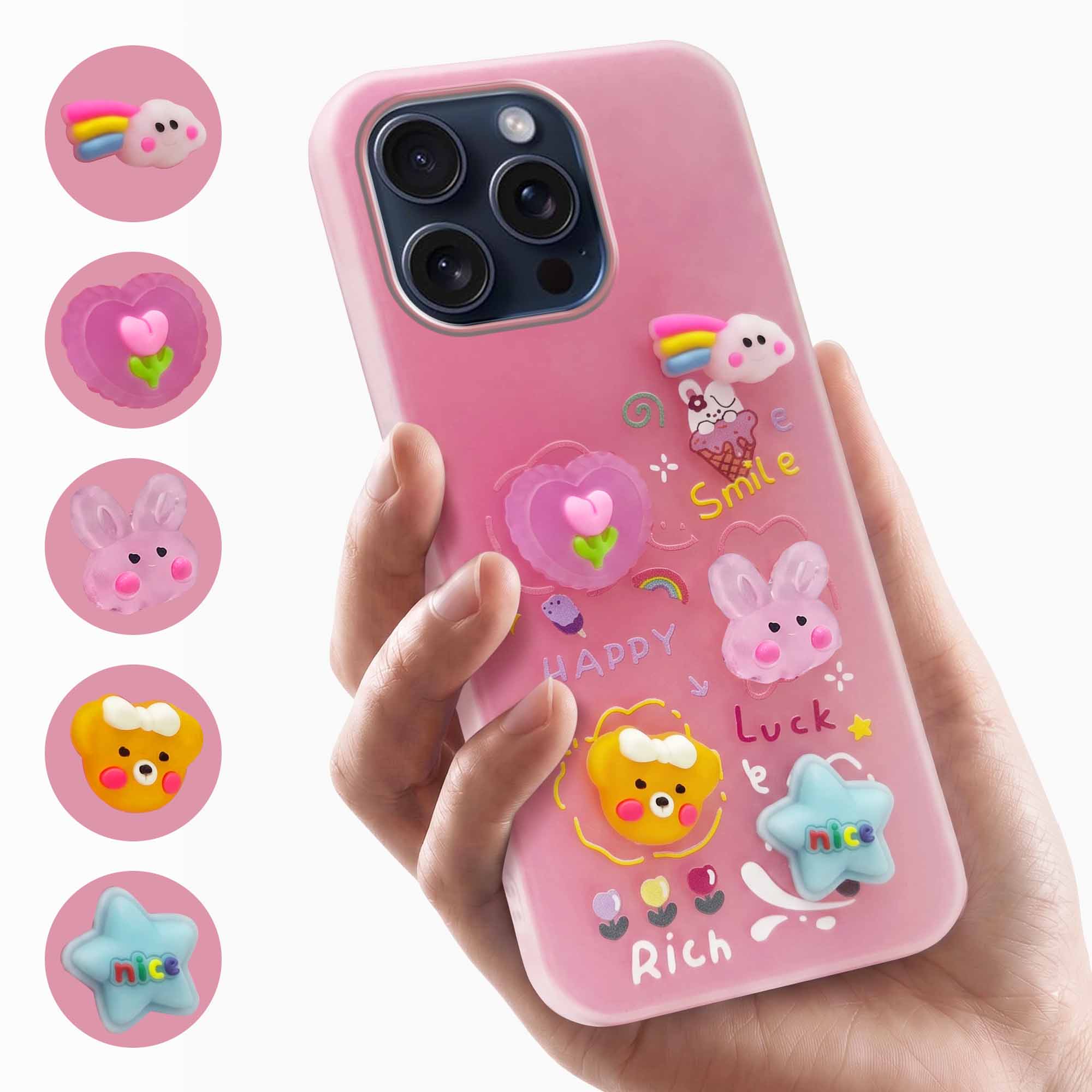 For Apple iPhone 15 Pro Max Back Cover Case (3D Cute Cartoons | Hard Back Side Soft | Matte Premium Finish | HD Printing)
