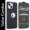 For Apple iPhone 14 Plus Combo with Back Cover and 9H Tempered Glass (Textured Grip Design | Micro-Fiber Cloth Inside | Oleophobic Coating Screen Glass)