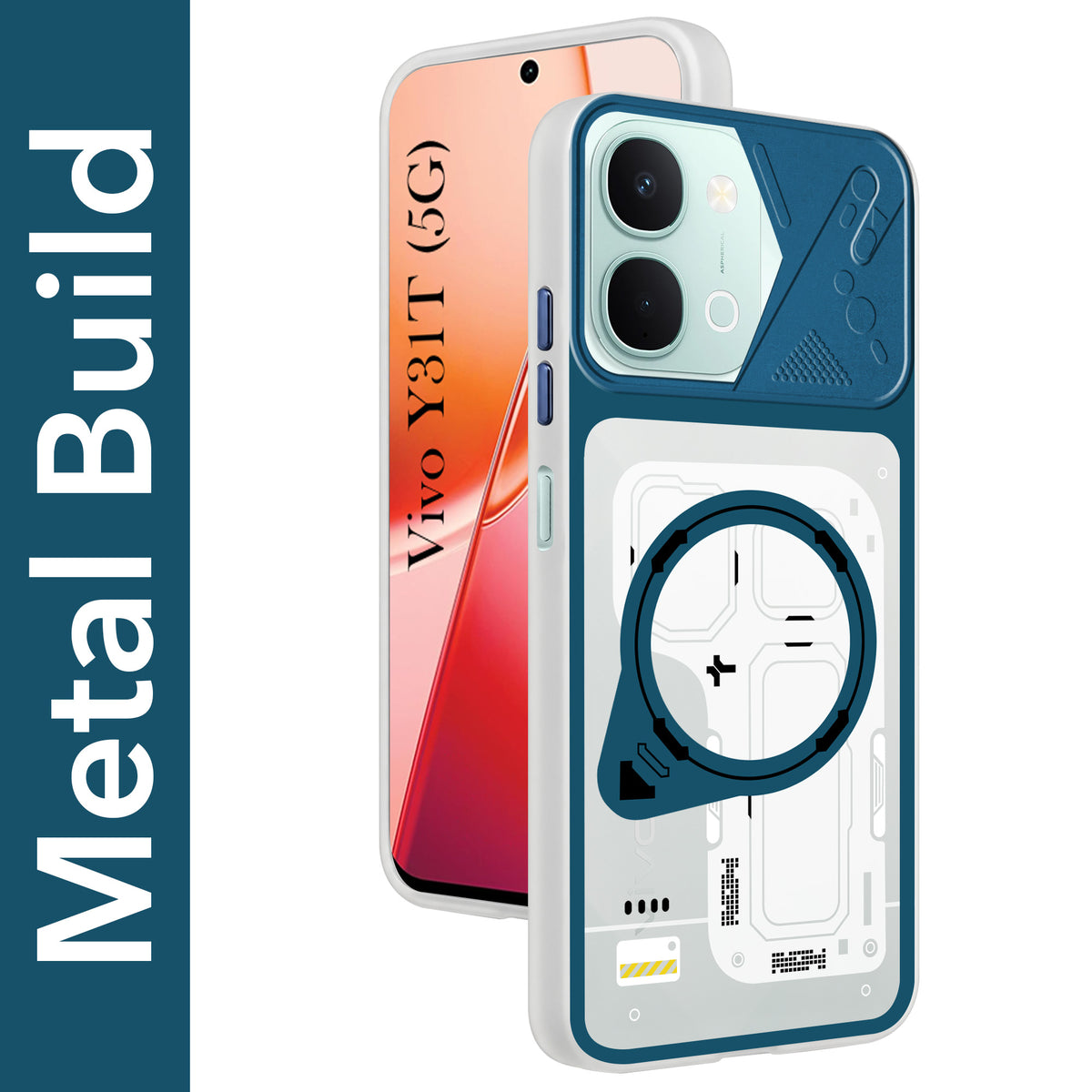 For Vivo Y31T 5G Metallic Back Cover Case (Metallic Camera Protection & Buttons | Translucent Milky Shade | Hard Polycarbonate)