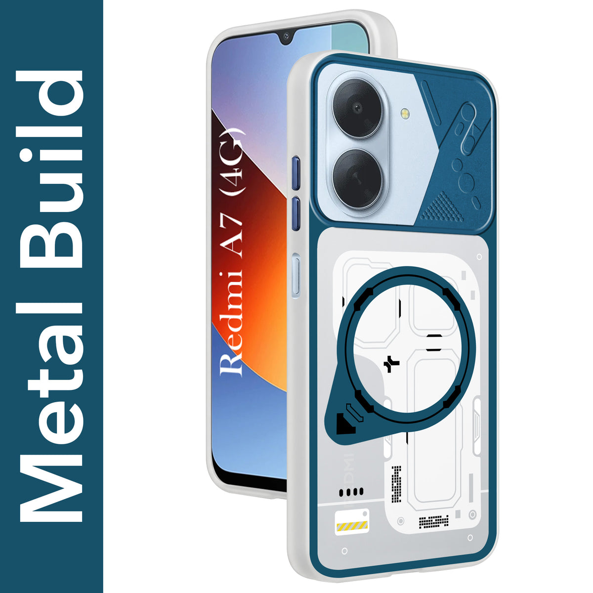 For Redmi A7 4G Metallic Back Cover Case (Metallic Camera Protection & Buttons | Translucent Milky Shade | Hard Polycarbonate)