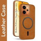 For Realme P4 Power 5G | Realme Narzo Power Back Cover Case Leather Finish (MagSafe Compatible Wireless Charging | Soft Touch | Camera Bump Protection)