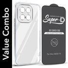 For Vivo iQOO 15 5G Combo with Back Cover and 9H Tempered Glass (Lifetime Anti-Yellow | Sleek Hard Crystal | Oleophobic Coating Screen Glass)