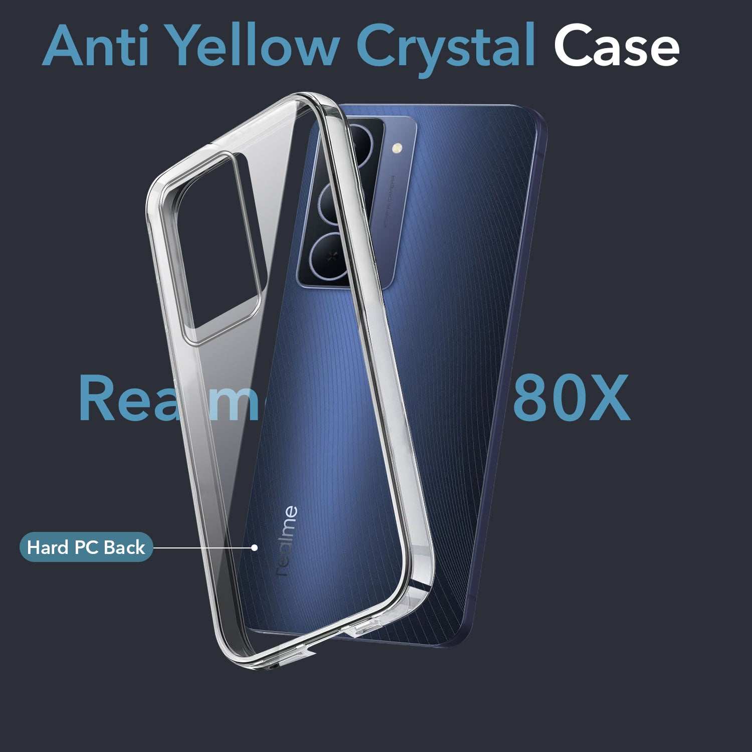 For Realme Narzo 80x Back Cover Case Lifetime Anti-Yellow Clear (Sleek Hard Crystal | Shockproof and Camera Protection)