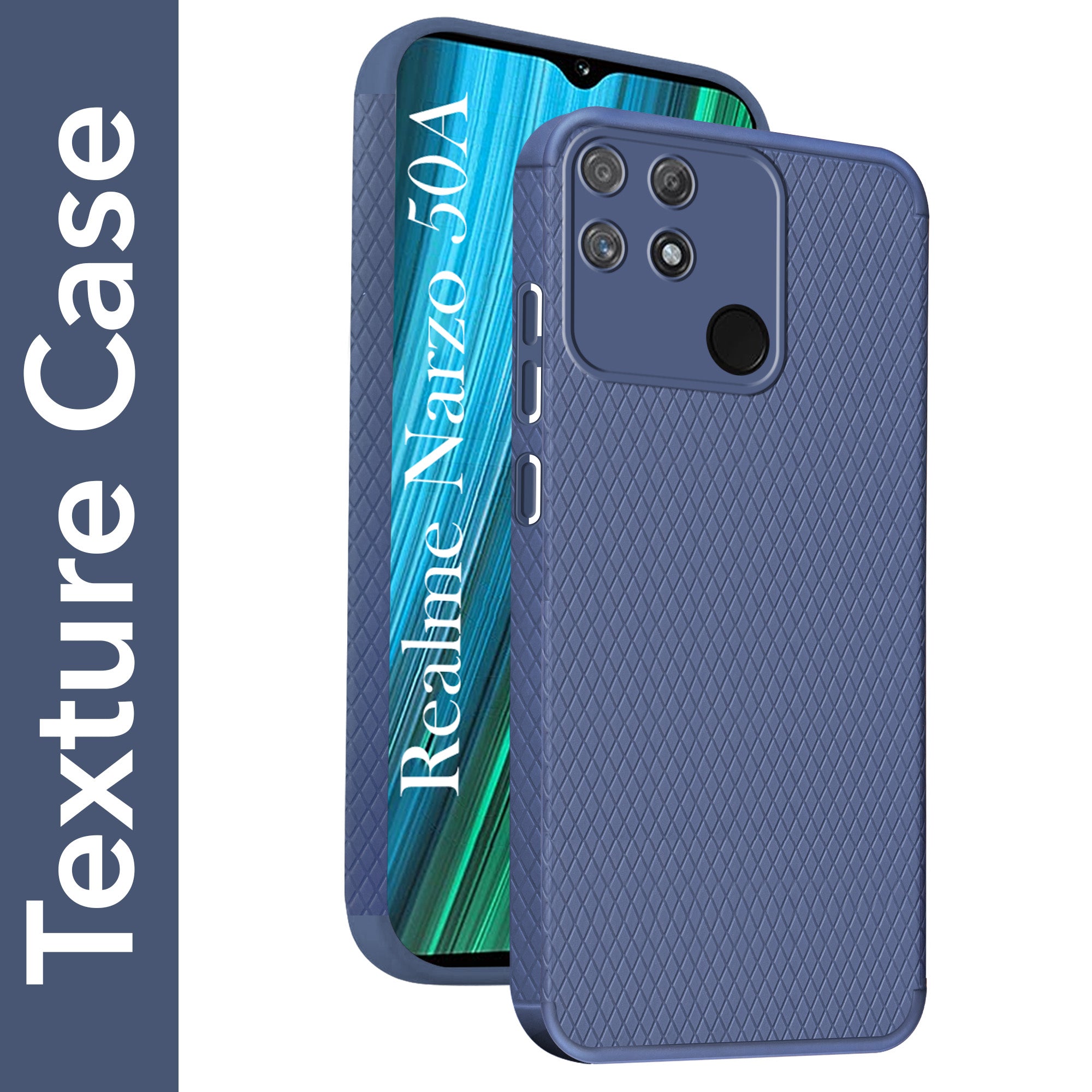 For Realme Narzo 50A Back Cover Case Liquid Silicone (Camera Protection | Side Grip Texture | Soft and Flexible)