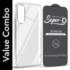 For Samsung Galaxy S25 Edge Combo with Back Cover and 9H Tempered Glass (Lifetime Anti-Yellow | Sleek Hard Crystal | Oleophobic Coating Screen Glass)