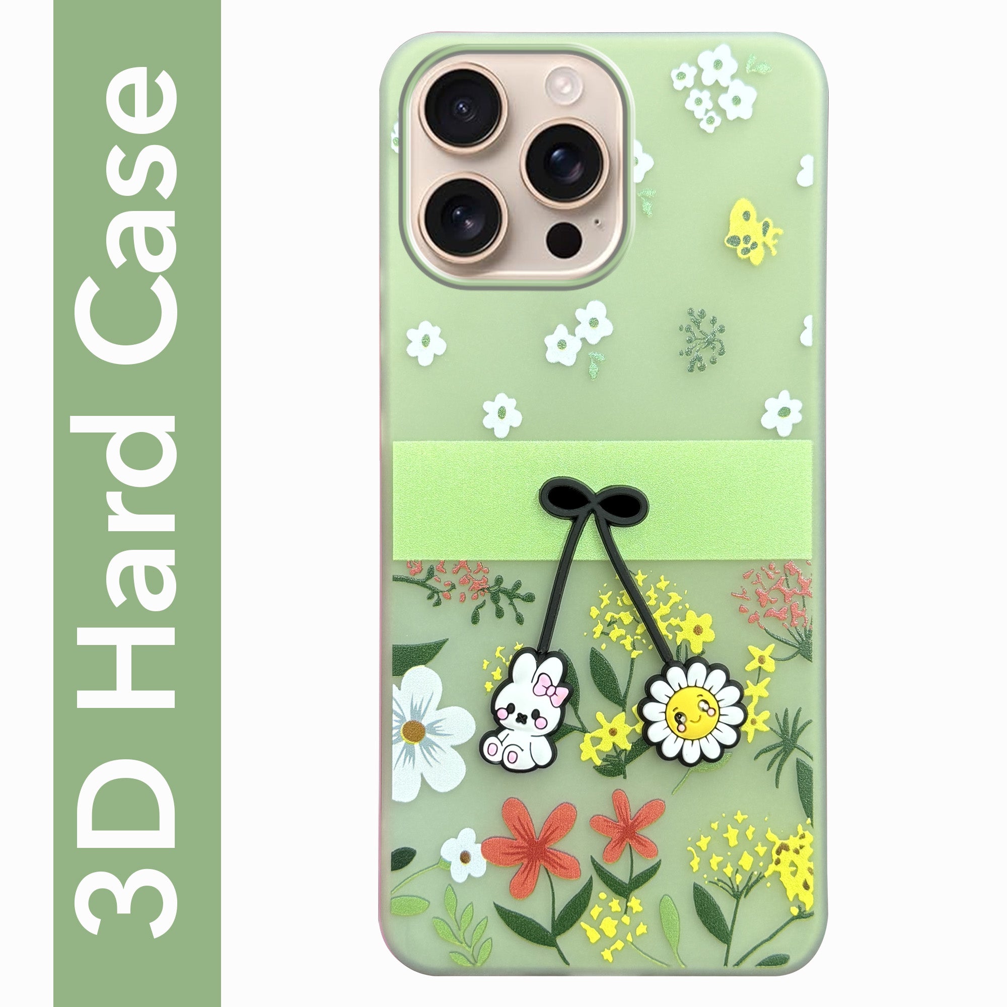 For iPhone 16 Pro Max Back Cover Case (3D Cute Cartoons | Hard Back Side Soft | Matte Premium Finish | HD Printing)