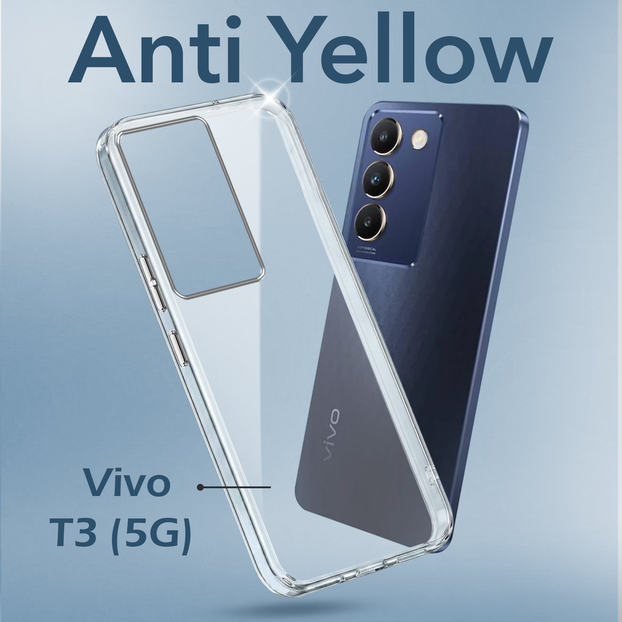 For Vivo T3 5G Back Cover Case (Hard Anti Yellow Clear Case | Drop & Camera Protection | Shockproof Polycarbonate)