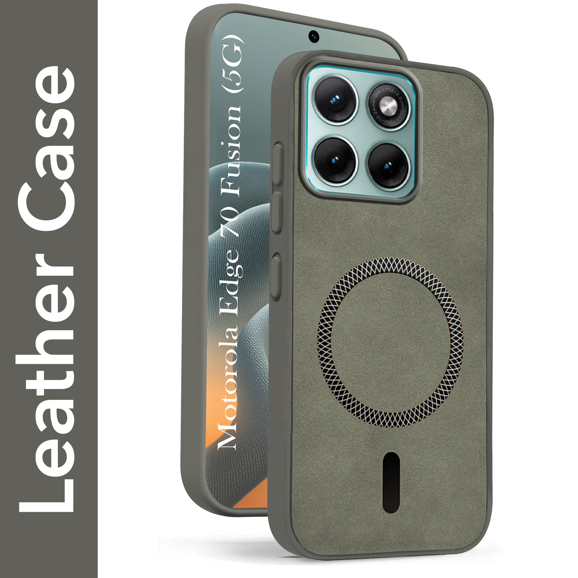 For Motorola Moto Edge 70 Fusion Back Cover Case Leather Finish (MagSafe Compatible Wireless Charging | Soft Touch | Camera Bump Protection)