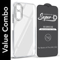 For Redmi A7 Pro 5G Combo with Back Cover and 9H Tempered Glass (Lifetime Anti-Yellow | Sleek Hard Crystal | Oleophobic Coating Screen Glass)