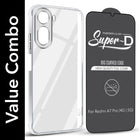 For Redmi A7 Pro (4G | 5G) Combo with Back Cover and 9H Tempered Glass (Lifetime Anti-Yellow | Sleek Hard Crystal | Oleophobic Coating Screen Glass)