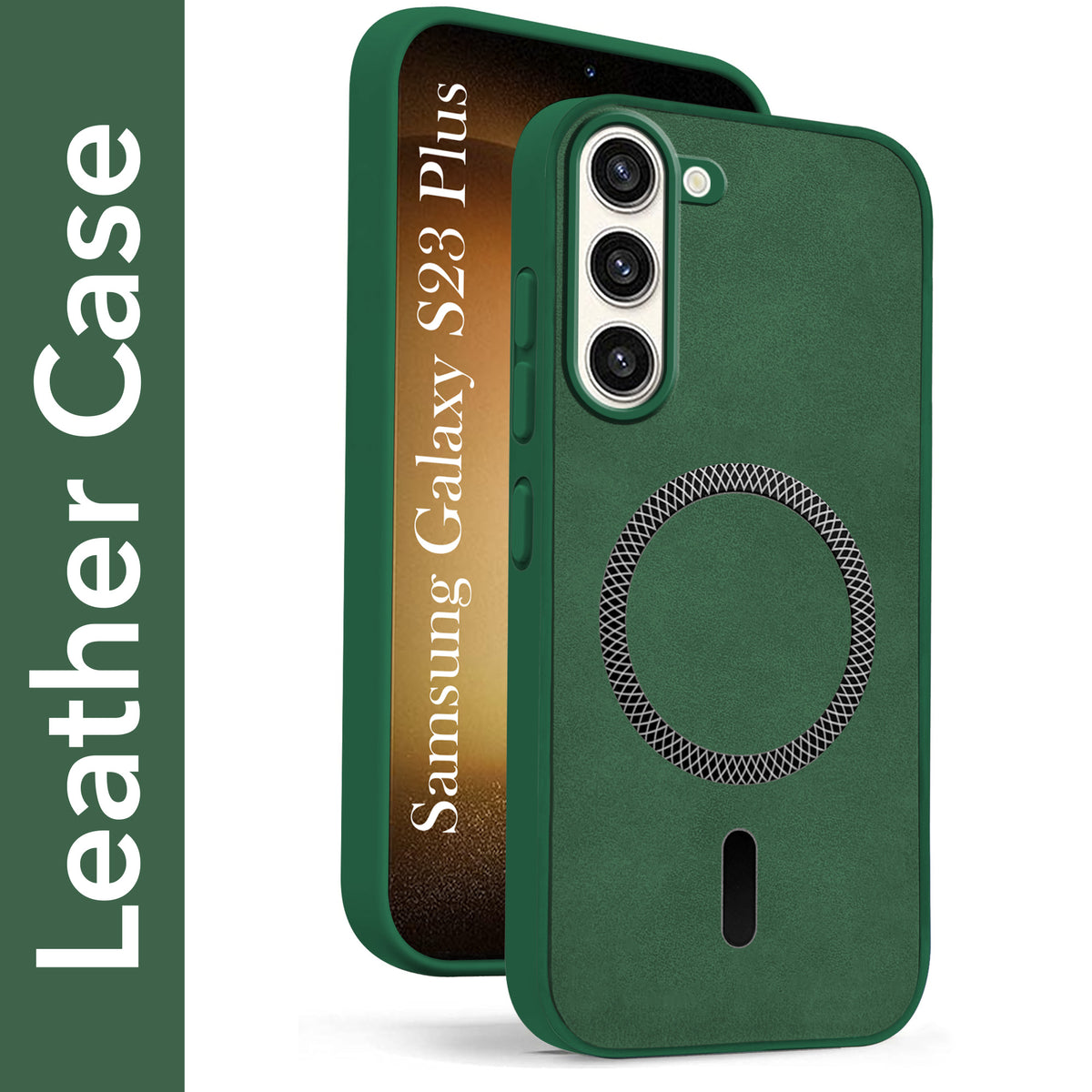 For Samsung Galaxy S23 Plus 5G Back Cover Case Leather Finish (MagSafe Compatible Wireless Charging | Soft Touch | Camera Bump Protection)