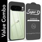 For Google Pixel 10 Pro XL Combo with Back Cover and 9H Tempered Glass (Lifetime Anti-Yellow | Crystal Clear Shockproof | Oleophobic Coating Screen Glass)