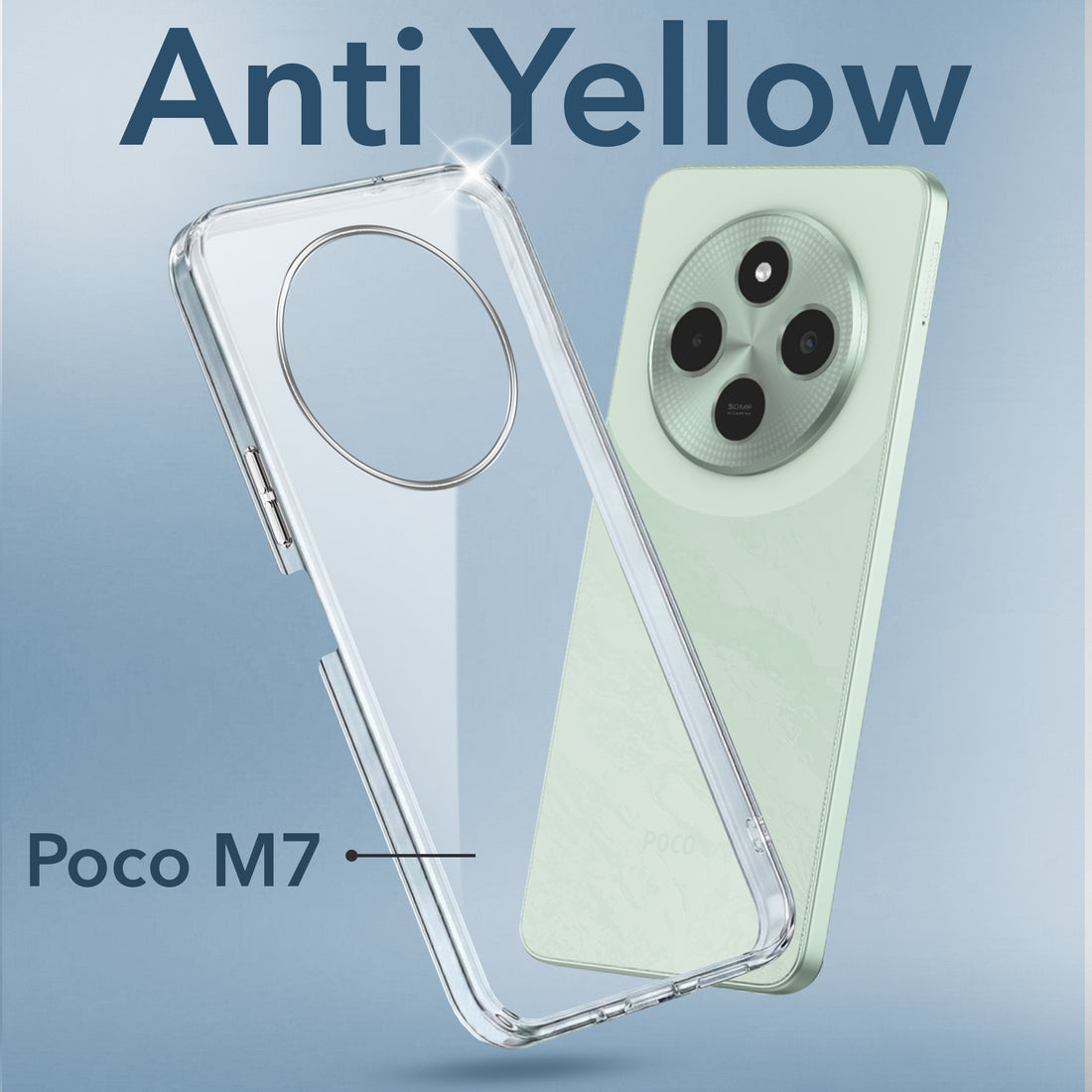 For Poco C75 | Poco M7  Back Cover Case (Hard Anti Yellow Clear Case | Sleek Hard Crystal Clear | Drop & Camera Protection | Shockproof Polycarbonate)
