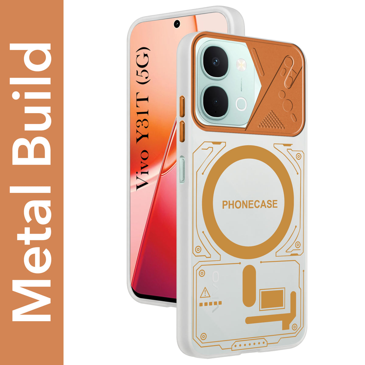 For Vivo Y31T 5G Metallic Back Cover Case (Metallic Camera Protection & Buttons | Translucent Milky Shade | Hard Polycarbonate)