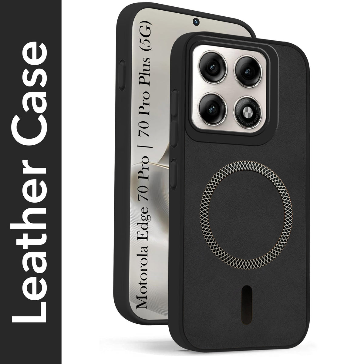 For Motorola Edge 70 Pro |  Motorola Edge 70 Pro Plus Back Cover Case Leather Finish (MagSafe Compatible Wireless Charging | Soft Touch | Camera Bump Protection)