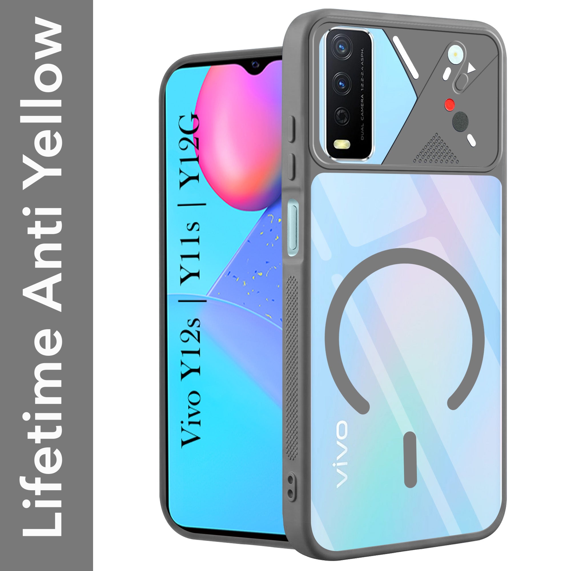 For Vivo Y12s | Y11s | Y12G Back Cover Case Lifetime Anti-Yellow Clear (Camera Protection | Side Grip | Wireless MagSafe Compatible)