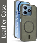 For Realme Narzo N63 Back Cover Case Leather Finish (MagSafe Compatible Wireless Charging | Soft Touch | Camera Bump Protection)