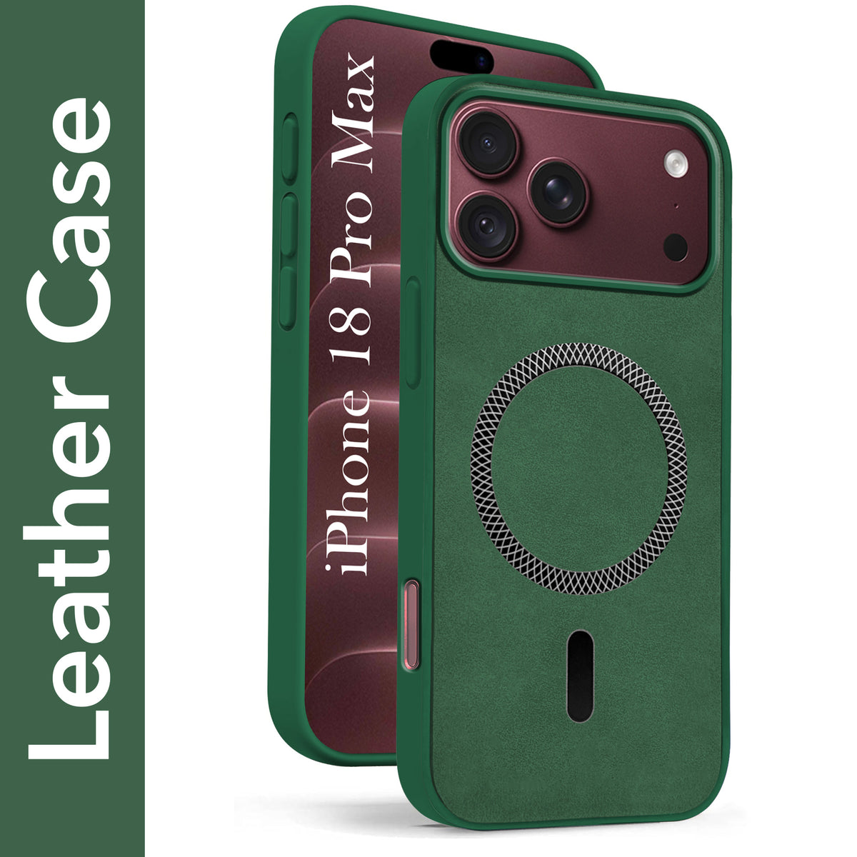 For Apple iPhone 18 Pro Max Back Cover Case Leather Finish (MagSafe Compatible Wireless Charging | Soft Touch | Camera Bump Protection)