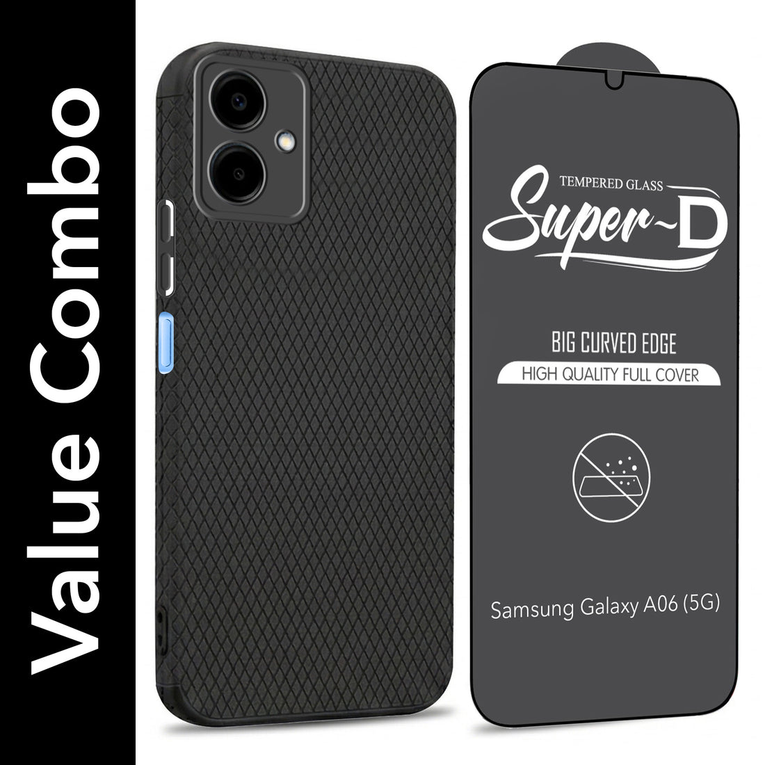 For Samsung Galaxy A06 Combo with Back Cover and 9H Tempered Glass (Liquid Silicone | Camera Protection | Oleophobic Coating Screen Glass)