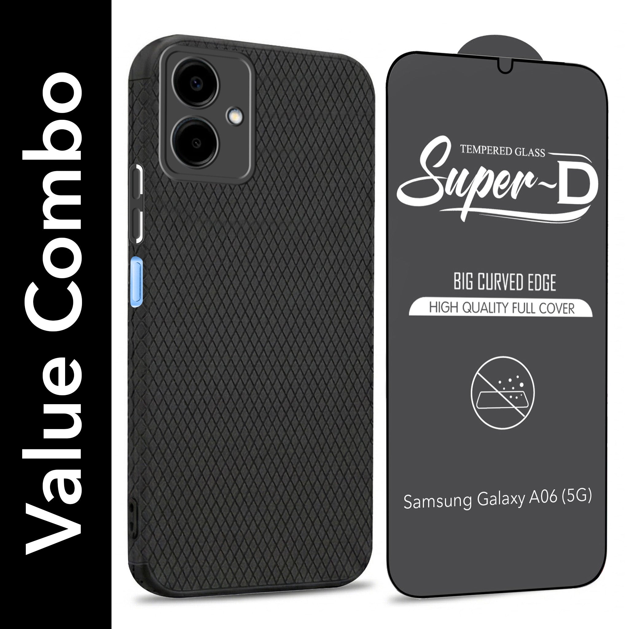 For Samsung Galaxy A06 Combo with Back Cover and 9H Tempered Glass (Liquid Silicone | Camera Protection | Oleophobic Coating Screen Glass)