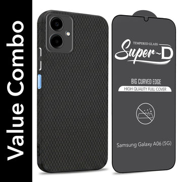For Samsung Galaxy A06 Combo with Back Cover and 9H Tempered Glass (Liquid Silicone | Camera Protection | Oleophobic Coating Screen Glass)