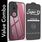 For Vivo V50 | Vivo V50e Combo with Back Cover and 9H Tempered Glass (Lifetime Anti-Yellow | Crystal Clear Shockproof | Oleophobic Coating Screen Glass)