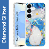 For Samsung Galaxy S25 Back Cover Case (Luxury Floral Glitter Cute Butterfly | Diamond Studded Camera Bump | Girls & Women Design)