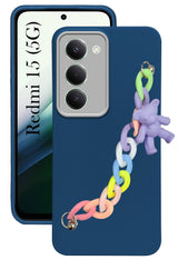 For Redmi 15 Back Cover Case (Wrist Hanging Chain | Teddy Bracelet Charms | Dual Color Matte Finish | Full Camera Protection | Sleek and Professional)