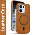 For Oppo Reno13 5G | Oppo Reno 13 5G Back Cover Case Leather Finish (MagSafe Compatible Wireless Charging | Soft Touch | Camera Bump Protection)
