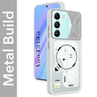For Vivo T3 5G Metallic Back Cover Case (Metallic Camera Protection & Buttons | Translucent Milky Shade | Hard Polycarbonate)