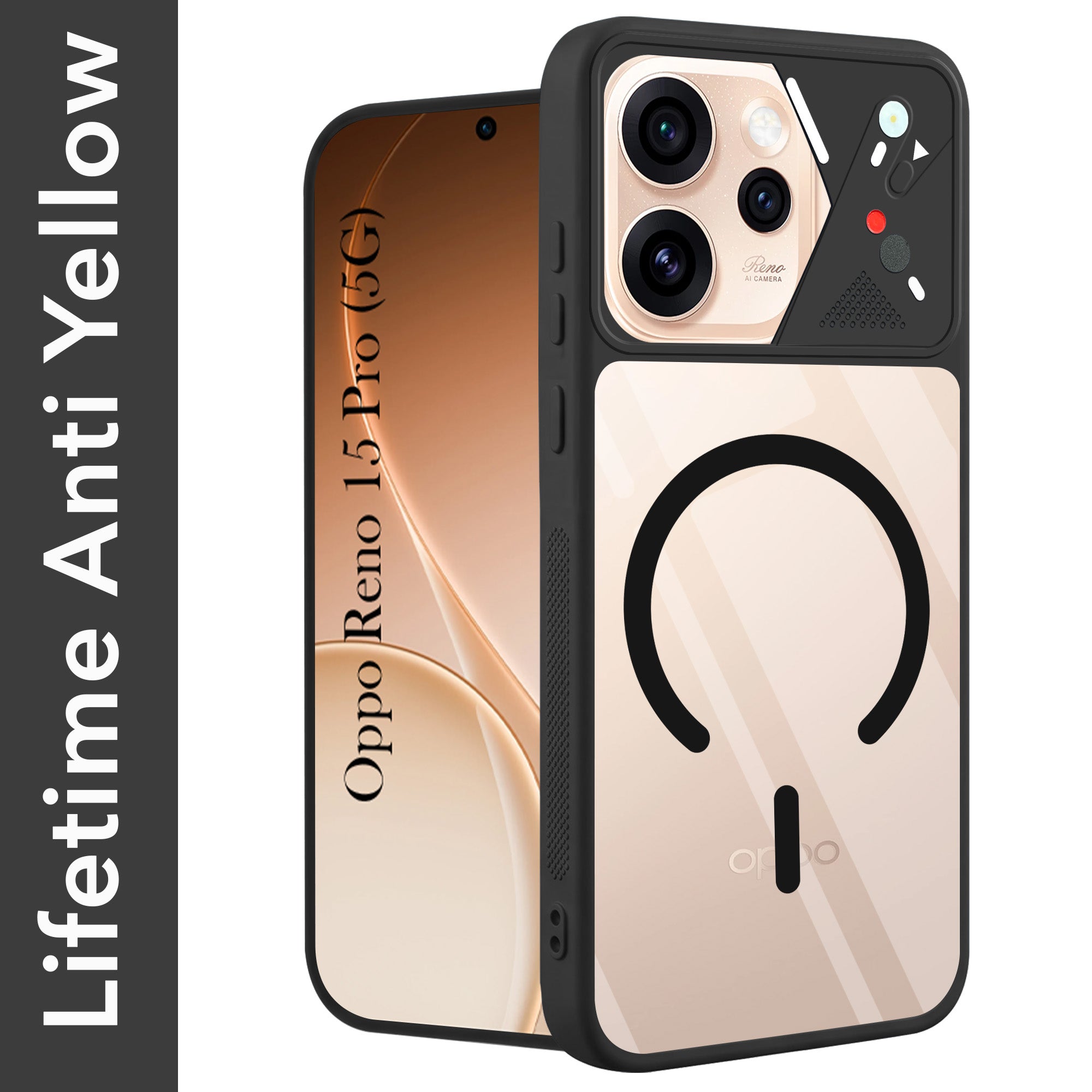 For Oppo Reno15 Pro 5G | Oppo Reno 15 Pro 5G Back Cover Case Lifetime Anti-Yellow Clear (Camera Protection | Side Grip | Wireless MagSafe Compatible)