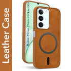 For Realme P4 Lite 5G | Narzo 100 Lite 5G Back Cover Case Leather Finish (MagSafe Compatible Wireless Charging | Soft Touch | Camera Bump Protection)