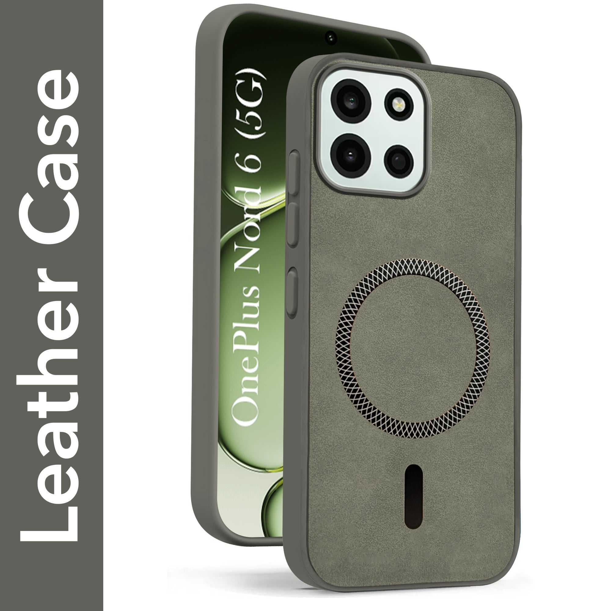 For OnePlus Nord 6 Back Cover Case Leather Finish (MagSafe Compatible Wireless Charging | Soft Touch | Camera Bump Protection)