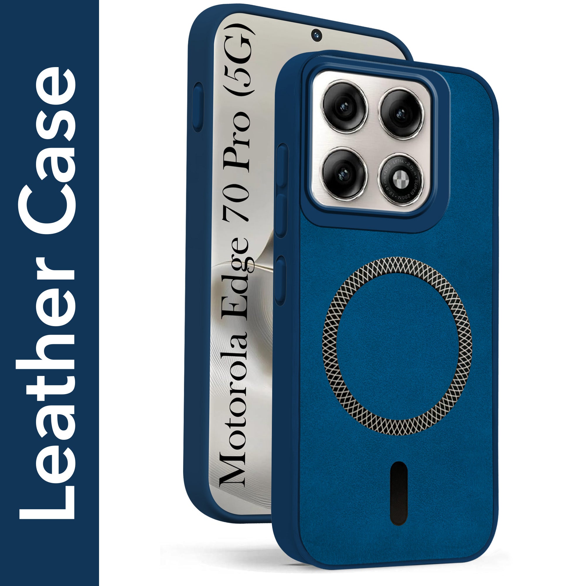 For Motorola Moto Edge 70 Pro Back Cover Case Leather Finish (MagSafe Compatible Wireless Charging | Soft Touch | Camera Bump Protection)