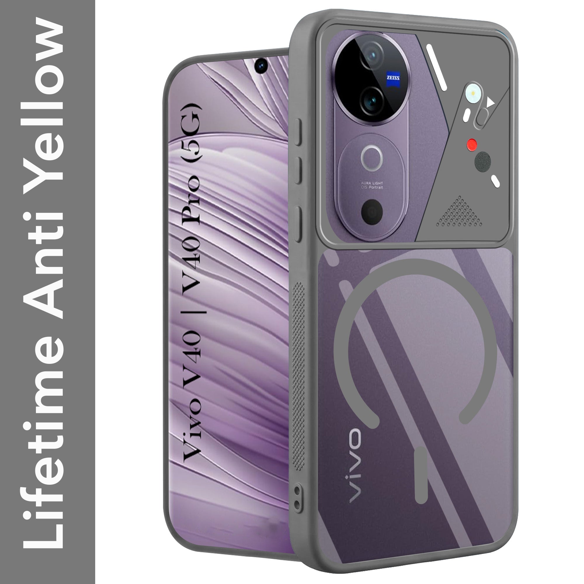 For Vivo V40 | Vivo V40 Pro Back Cover Case Lifetime Anti-Yellow Clear (Camera Protection | Side Grip | Wireless MagSafe Compatible)