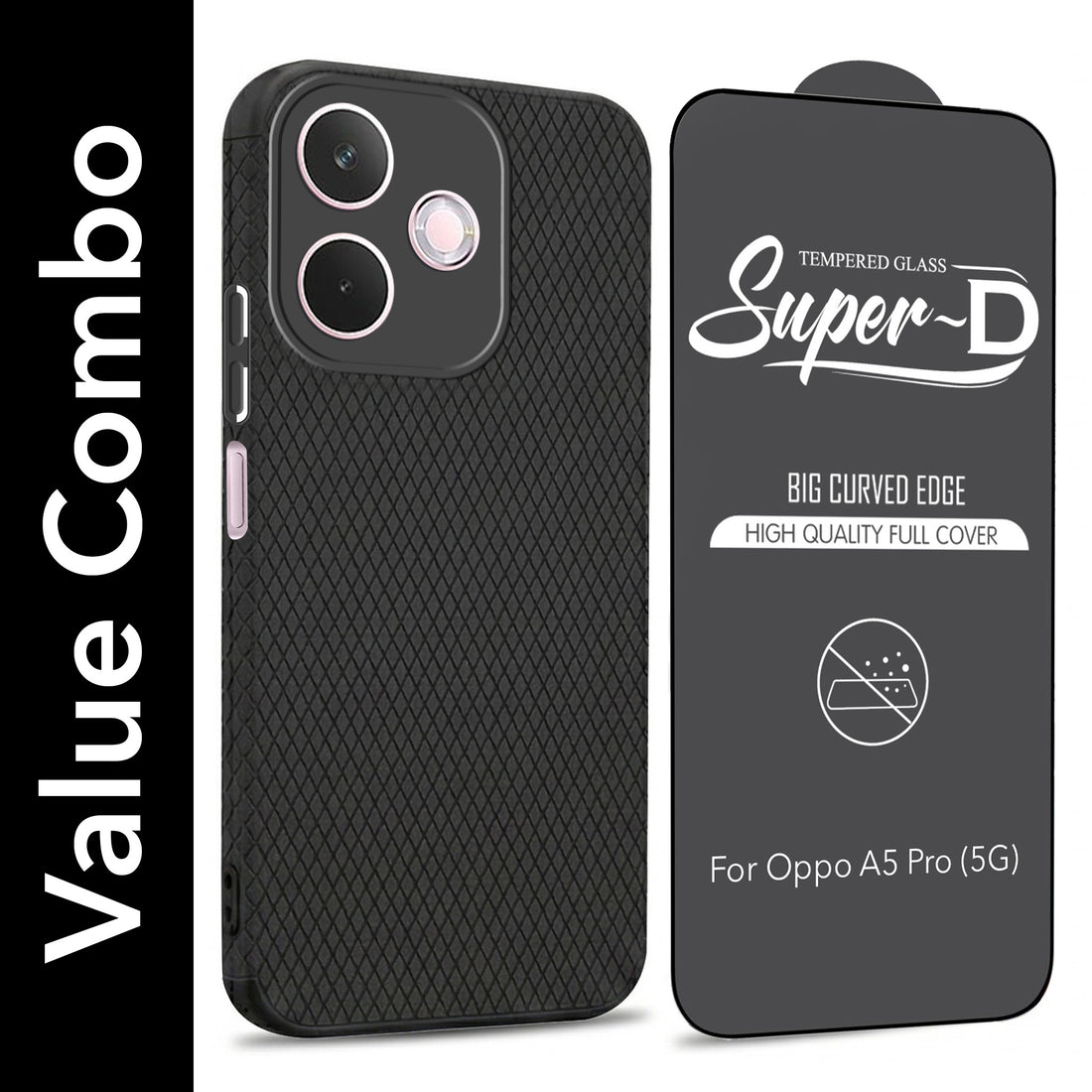 For Oppo A5 Pro Combo with Back Cover and 9H Tempered Glass (Liquid Silicone | Camera Protection | Oleophobic Coating Screen Glass)