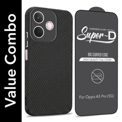 For Oppo A5 Pro Combo with Back Cover and 9H Tempered Glass (Liquid Silicone | Camera Protection | Oleophobic Coating Screen Glass)