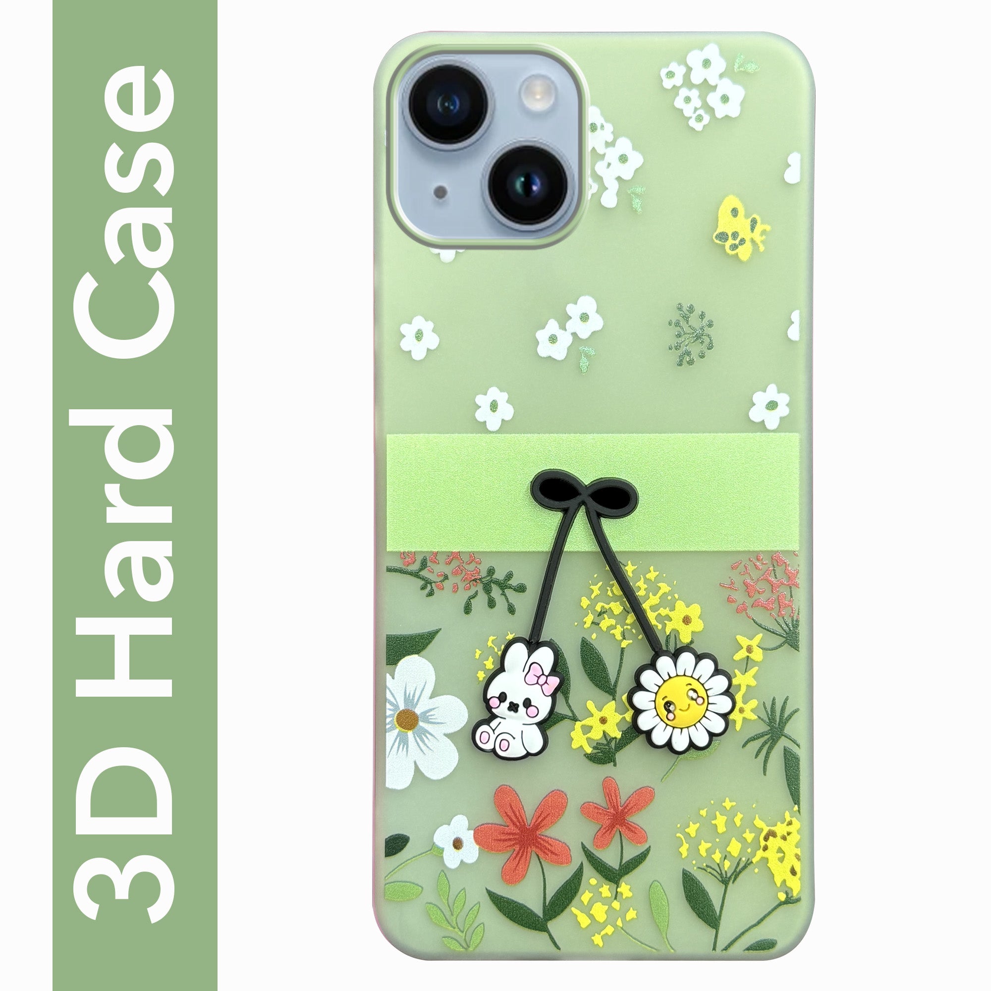 For Apple iPhone 14 Back Cover Case (3D Cute Cartoons | Hard Back Side Soft | Matte Premium Finish | HD Printing)